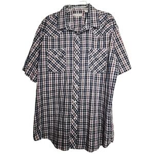 Roper Short Sleeve Pearl Snap Western Shirt Men's XXL Red Plaid